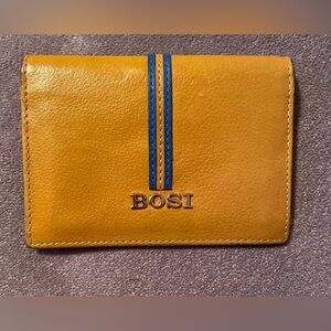 BOSI gold and Blue Leather card holder *see Description*